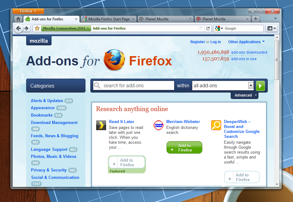 Firefox screen